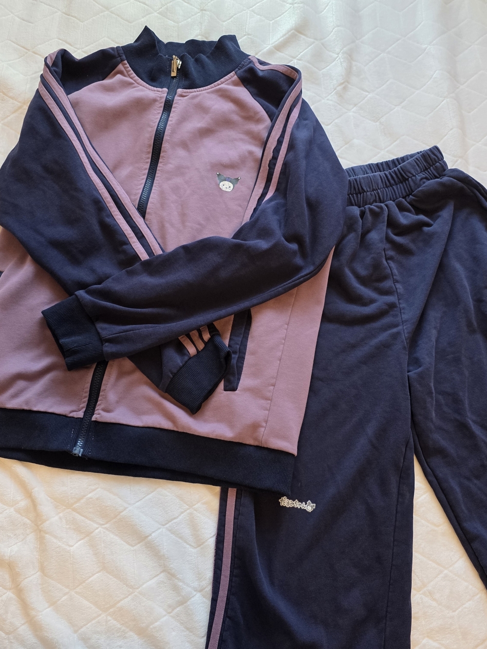 Kuromi Two-Piece Track Set - Navy and Mauve/ Light Purple